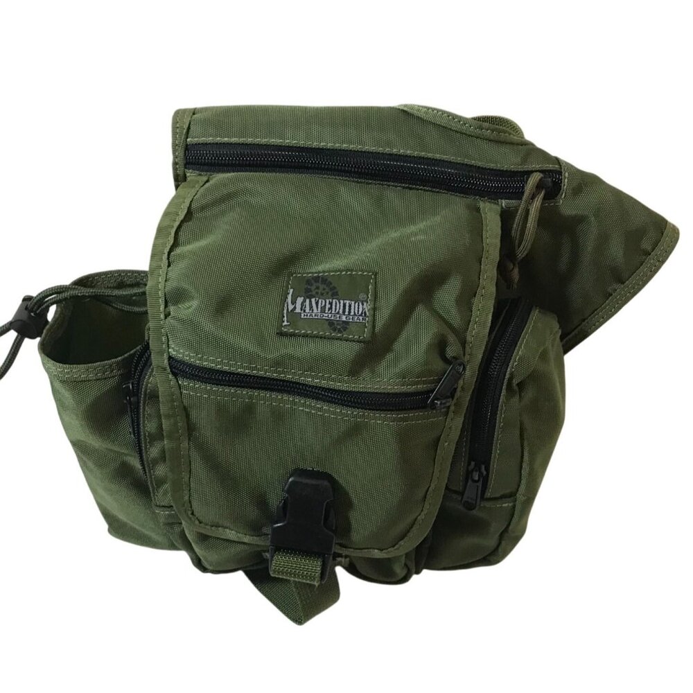 Maxpedition Green Tactical Shoulder Bag With Multiple Compartments & Adjustable